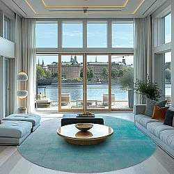 Kruhový koberec - Artena (svetlo modrý)