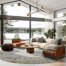 Kruhový koberec - Maude (šedá/zlatá)