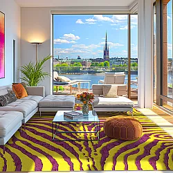 Koberec Wilton - Zebra (žltý/fialový)