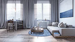 Kruhový koberec - Menfi (modrý)