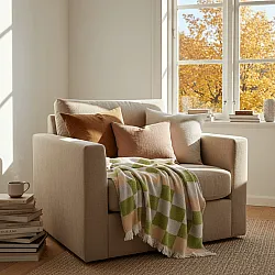 Dečky - Dečka z vlněné směsi - Audrey Check (béžová/zelená/fialová)