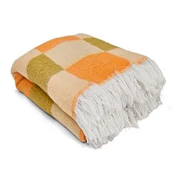 Dečky - Dečka z vlněné směsi - Audrey Check (béžová/žlutá/oranžová)