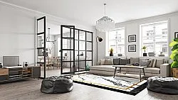 Koberec Wilton - Avola (čierna/biela/zlatá)