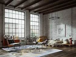 Koberec Wilton - Ekual (modro/sivý/zlatý)