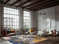 Koberec Wilton - Travale (šedá/modrá/multikolórová)