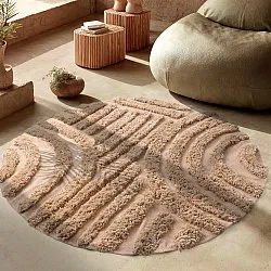 Rund matta - Cazorla Natural Cotton Shaggy (beige)