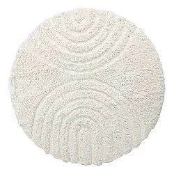 Rund matta - Lindos Natural Cotton Shaggy (vit)