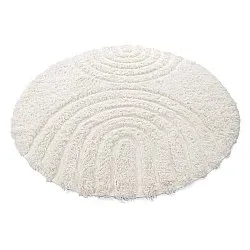 Rund matta - Lindos Natural Cotton Shaggy (vit)