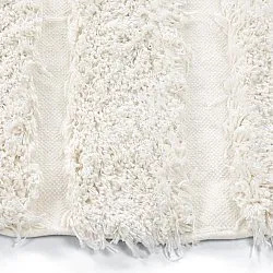 Rund matta - Lindos Natural Cotton Shaggy (vit)
