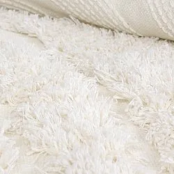 Rund matta - Lindos Natural Cotton Shaggy (vit)