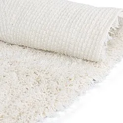 Rund matta - Lindos Natural Cotton Shaggy (vit)