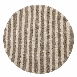 Rund matta - Thira Stripe Cotton Shaggy (creme/taupe)