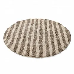 Rund matta - Thira Stripe Cotton Shaggy (creme/taupe)