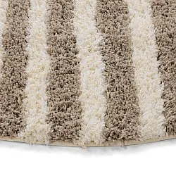 Rund matta - Thira Stripe Cotton Shaggy (creme/taupe)