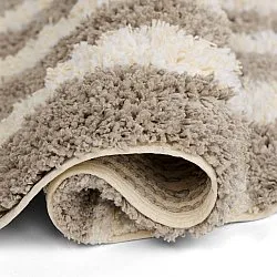 Rund matta - Thira Stripe Cotton Shaggy (creme/taupe)