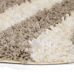 Rund matta - Thira Stripe Cotton Shaggy (creme/taupe)