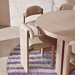 Kruhový koberec - Thira Stripe Cotton Shaggy (krém/svetlofialová)