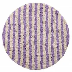 Rund matta - Thira Stripe Cotton Shaggy (taupe/ljuslila)