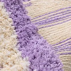 Kruhový koberec - Thira Stripe Cotton Shaggy (krém/svetlofialová)