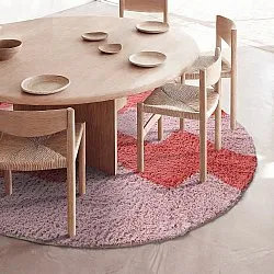 Rund matta - Amira Natural Cotton Shaggy (rosa/orange)