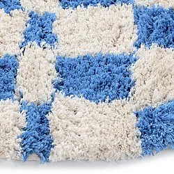 Rund matta - Atrani Natural Cotton Shaggy (blå)