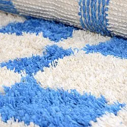 Rund matta - Atrani Natural Cotton Shaggy (blå)