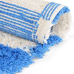 Rund matta - Atrani Natural Cotton Shaggy (blå)