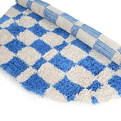 Rund matta - Atrani Natural Cotton Shaggy (blå)