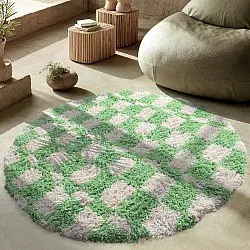 Rund matta - Atrani Natural Cotton Shaggy (grön)