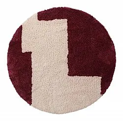 Rund matta - Begur Natural Cotton Shaggy (offwhite/vinröd)