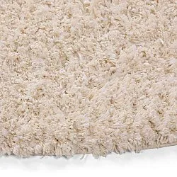Rund matta - Begur Natural Cotton Shaggy (offwhite/vinröd)