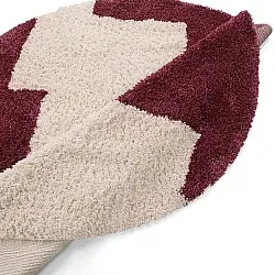 Rund matta - Begur Natural Cotton Shaggy (offwhite/vinröd)