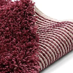 Rund matta - Begur Natural Cotton Shaggy (offwhite/vinröd)