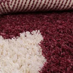 Rund matta - Begur Natural Cotton Shaggy (offwhite/vinröd)