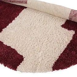 Rund matta - Begur Natural Cotton Shaggy (offwhite/vinröd)