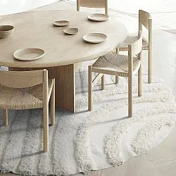 Rund matta - Cazorla Natural Cotton Shaggy (offwhite)