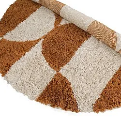 Rund matta - Kalymnos Natural Cotton Shaggy (offwhite/ockra)