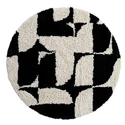 Rund matta - Marvao Natural Cotton Shaggy (offwhite/svart)