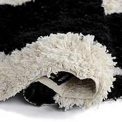 Rund matta - Marvao Natural Cotton Shaggy (offwhite/svart)