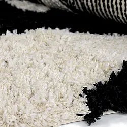 Rund matta - Marvao Natural Cotton Shaggy (offwhite/svart)