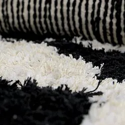 Rund matta - Marvao Natural Cotton Shaggy (offwhite/svart)