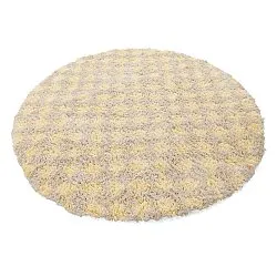 Rund matta - Methoni Check Cotton Shaggy (creme/ljusgul)