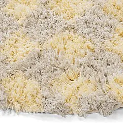 Rund matta - Methoni Check Cotton Shaggy (creme/ljusgul)