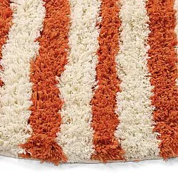 Rund matta - Thira Stripe Cotton Shaggy (ljusgul/ljusorange)