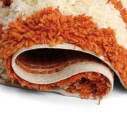 Rund matta - Thira Stripe Cotton Shaggy (ljusgul/ljusorange)