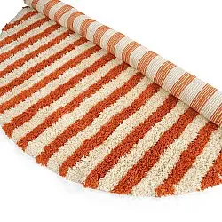 Rund matta - Thira Stripe Cotton Shaggy (ljusgul/ljusorange)