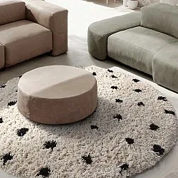 Rund matta - Soria Natural Cotton Shaggy (offwhite/svart)