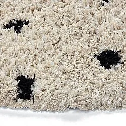 Rund matta - Soria Natural Cotton Shaggy (offwhite/svart)