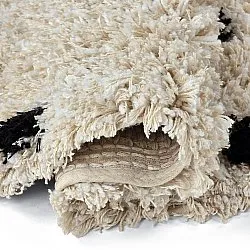 Rund matta - Soria Natural Cotton Shaggy (offwhite/svart)