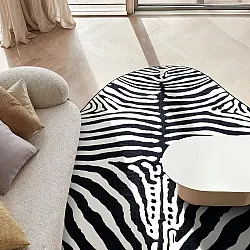 Okrúhly zvlnený koberec Wilton - Zebra (čierna/biela)